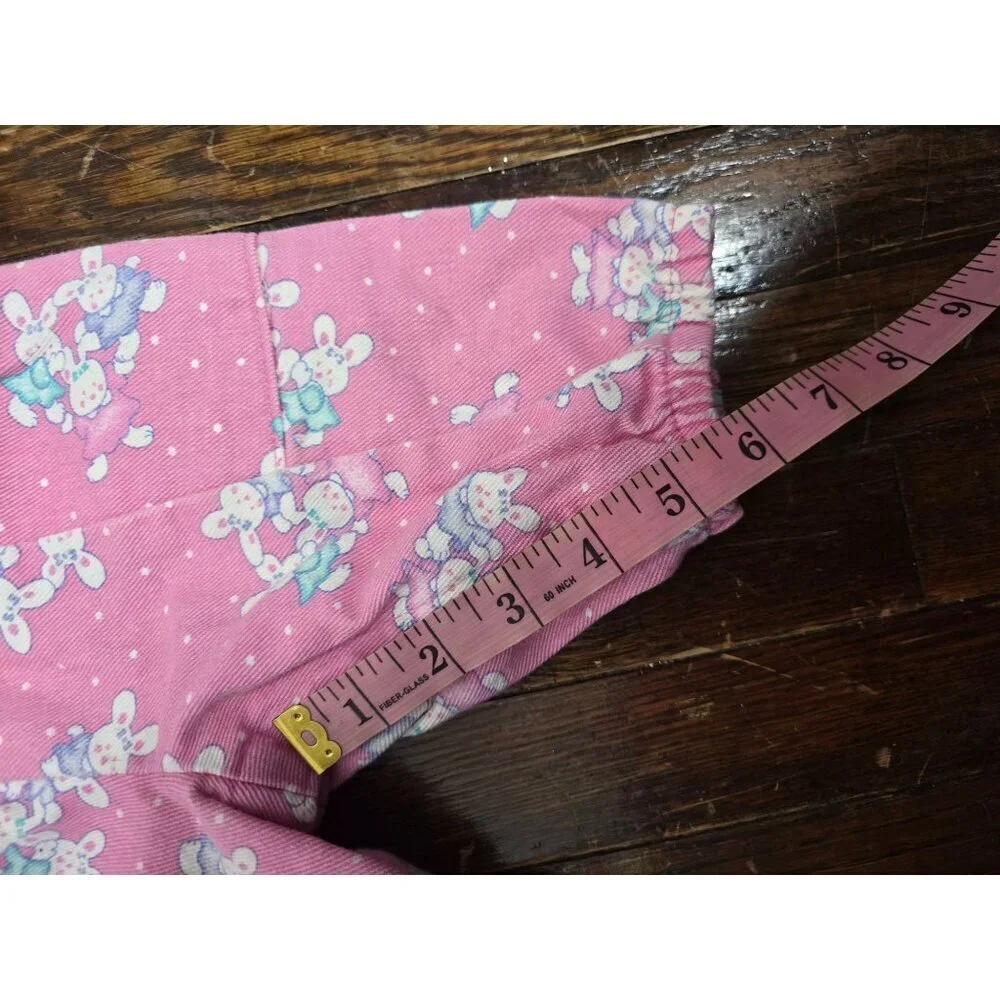 Vintage Oshkosh Pink Cotton Denim Bunny Print Romper 3-6 Months